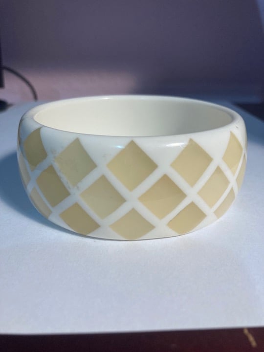 White Baltic Amber Bangle Bracelet