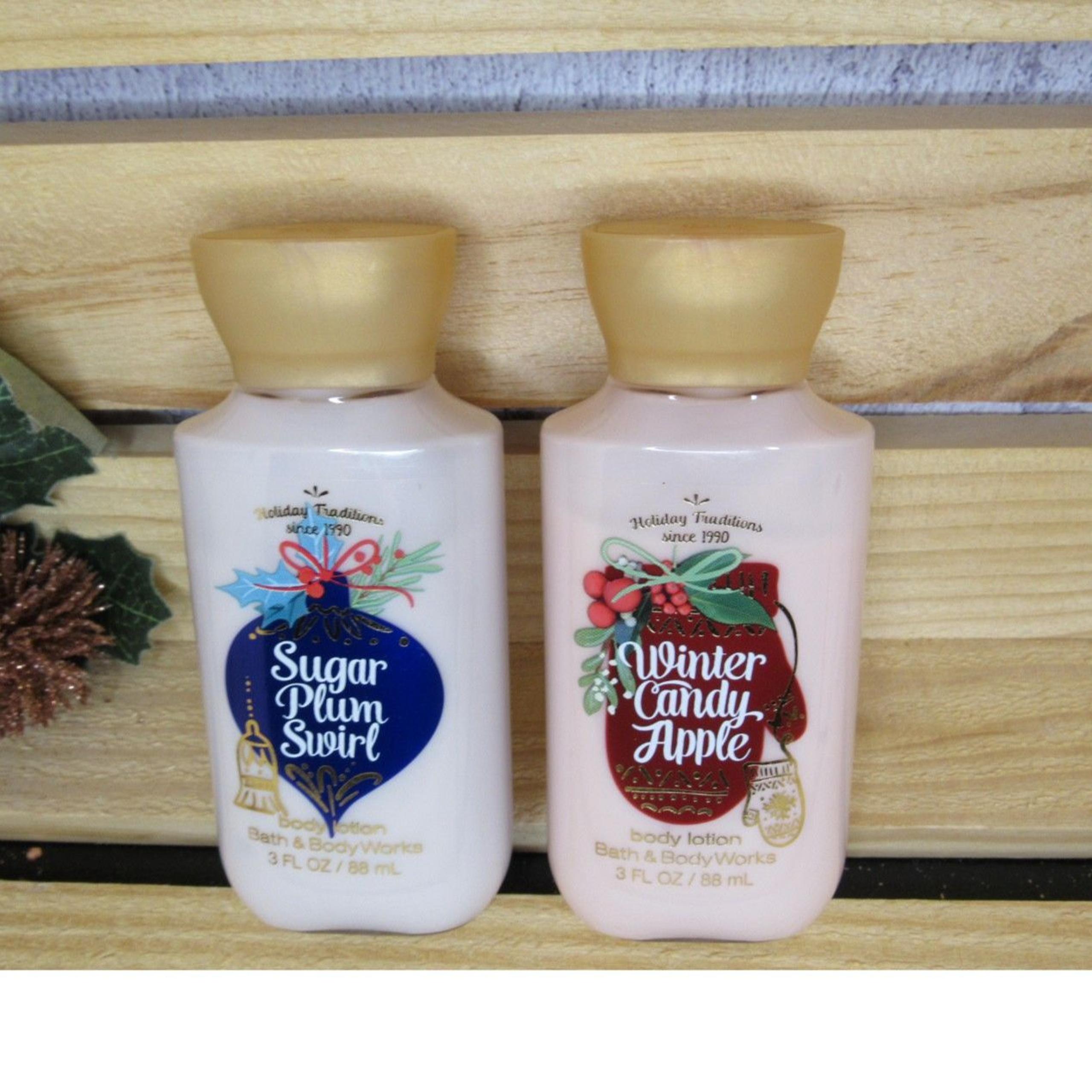 B&BW Travel Size Winter Body Lotions Sugar Plum Swirl & Winter Candy Apple