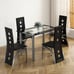 5 Piece Dining Table Set, 4 Dining Chairs and Glass Dining Table for Kitchen