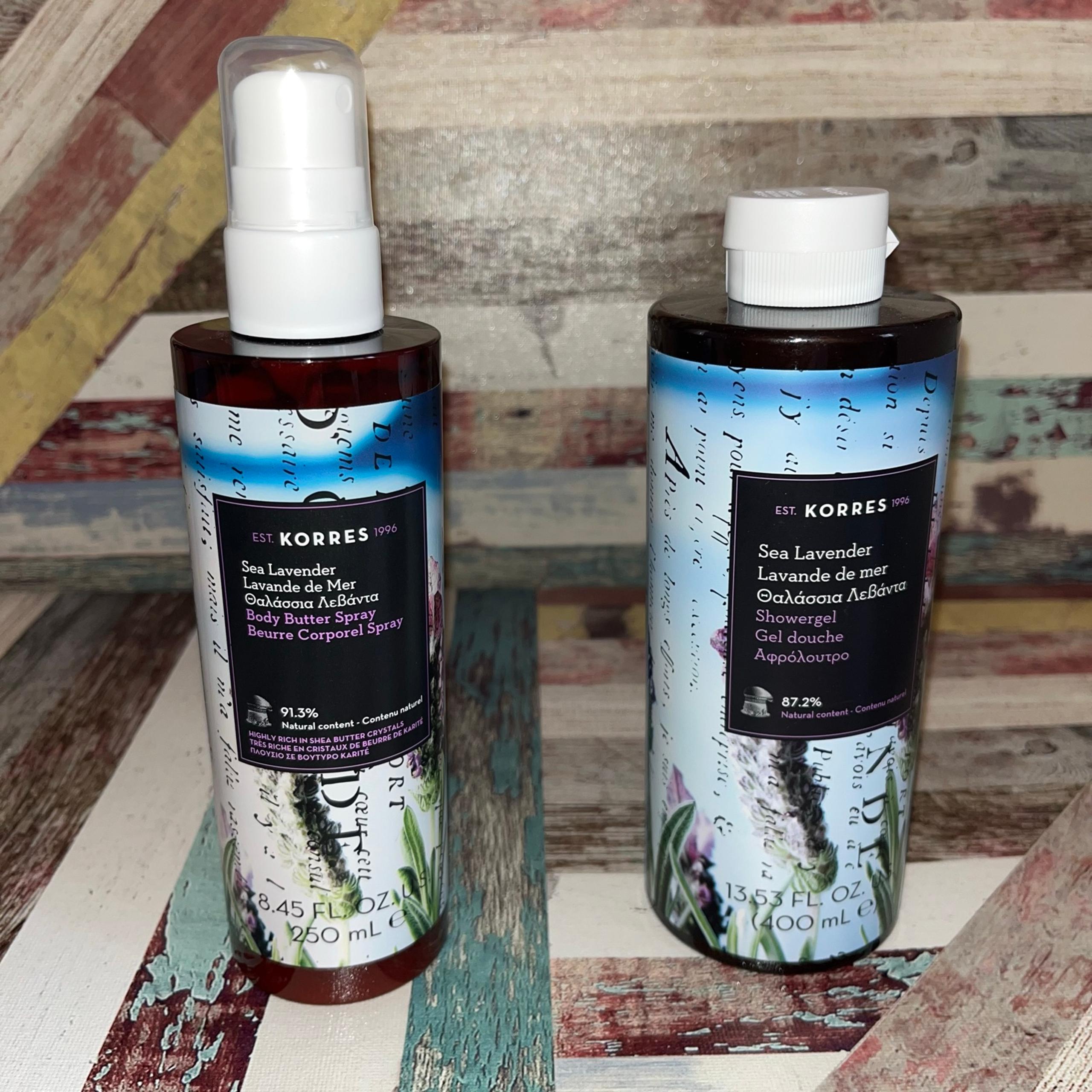 Korres Sea Lavender Body Spray & Shower Gel Set Ocean Notes NEW 8.45oz /13.53oz