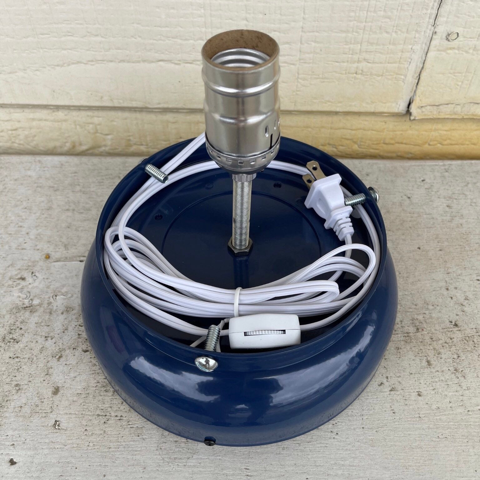 Blue Gas Pump Globe Lamp Base