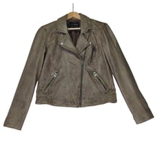 Lucky Brand Leather Moto Jacket Brown Women's Size Medium 100% Lamb Leather