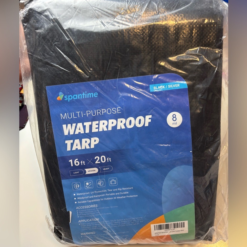 Spantime black Multi-Purpose Waterproof Tarp 16ft x 20ft 8mil new