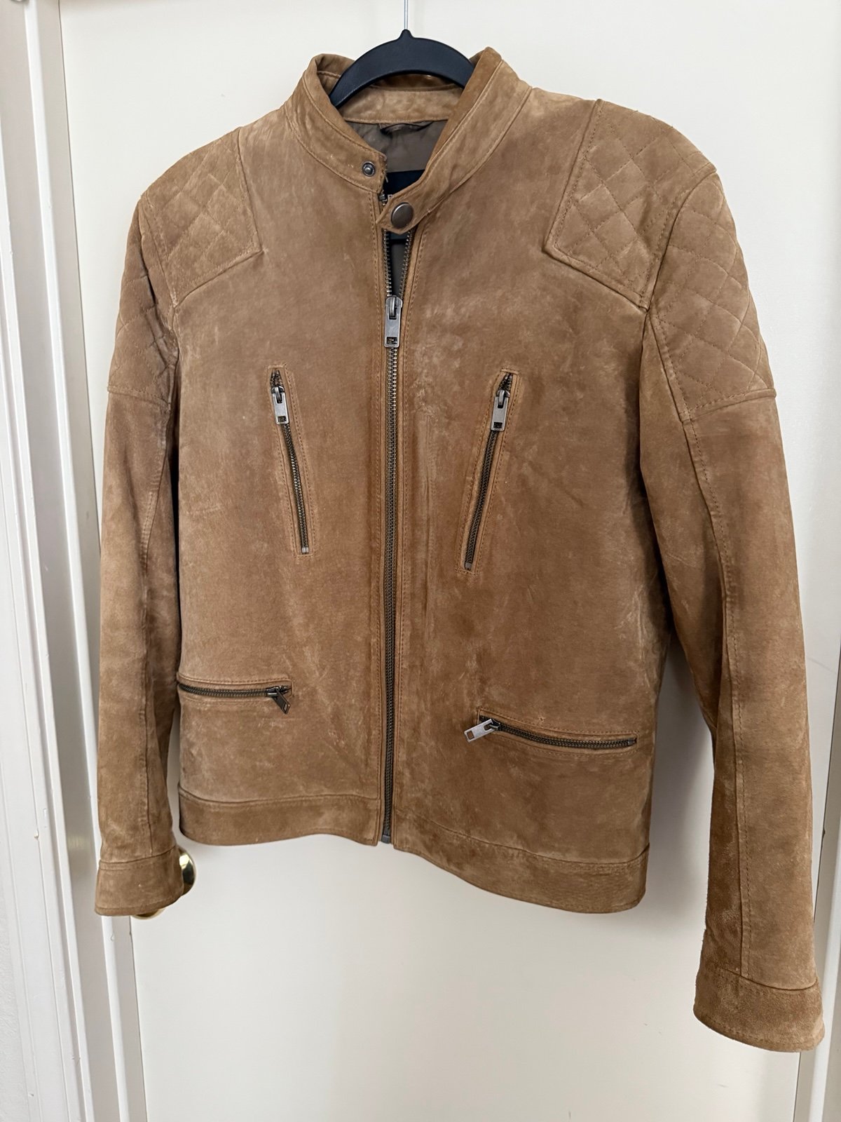 Express genuine leather suede moto jacket