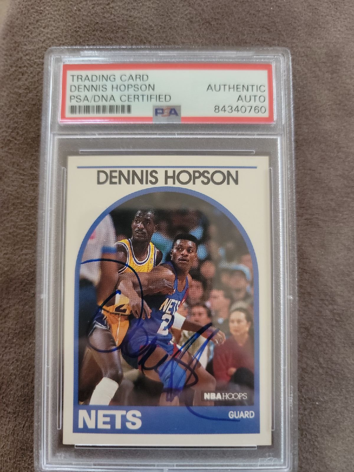 Dennis Hopson 1989 Hoops Rookie Autographed PSA