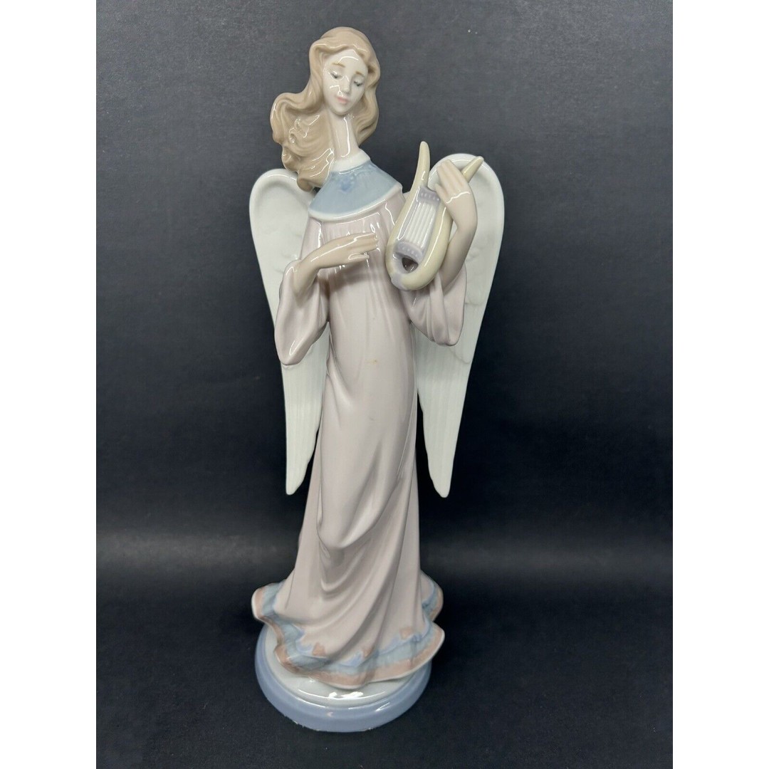 Lladró Christmas Angel with Lyre Figurine # 5949 Candle Holder
