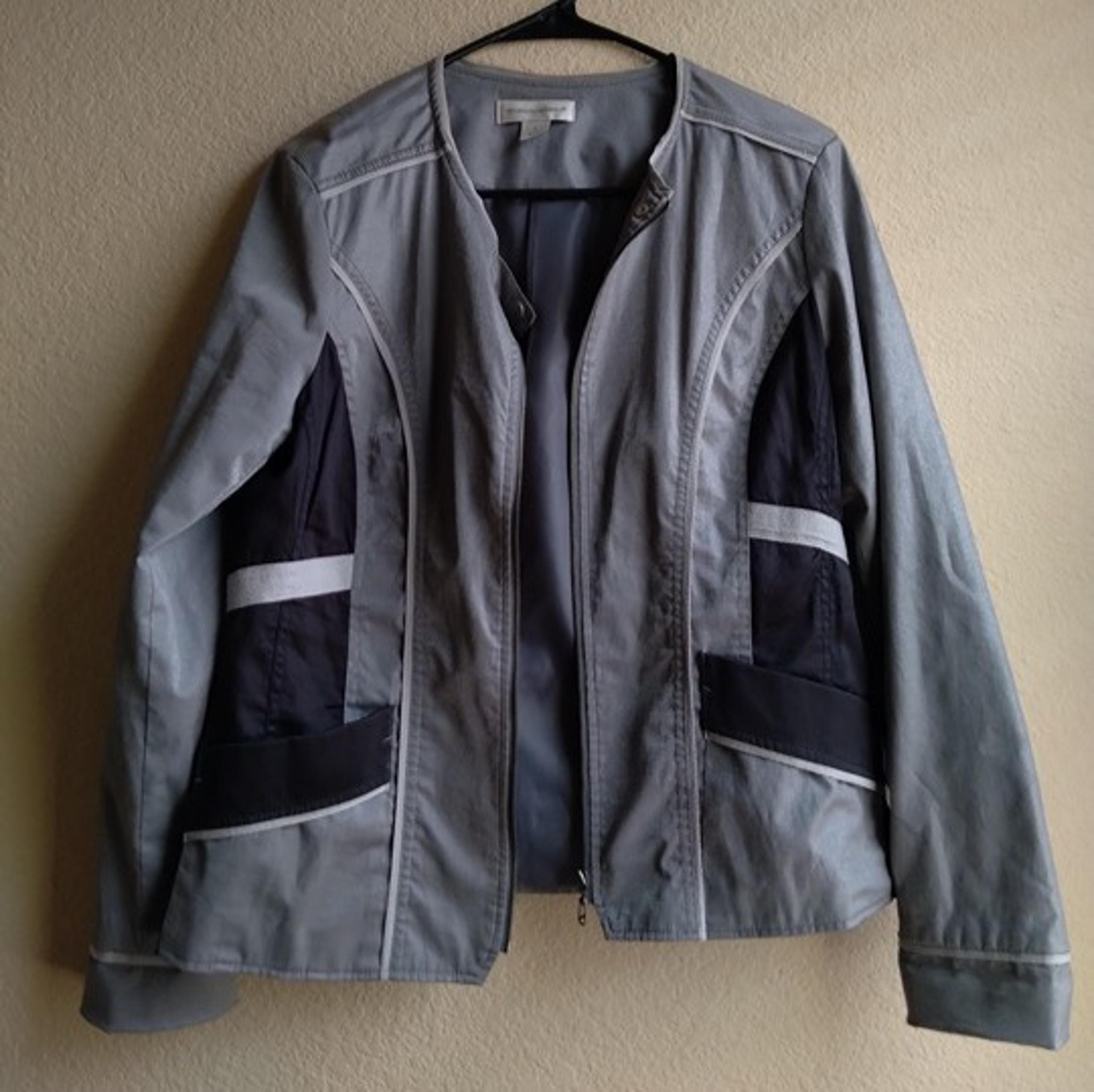 Vintage Christopher & Banks Silver and Black Moto Jacket
