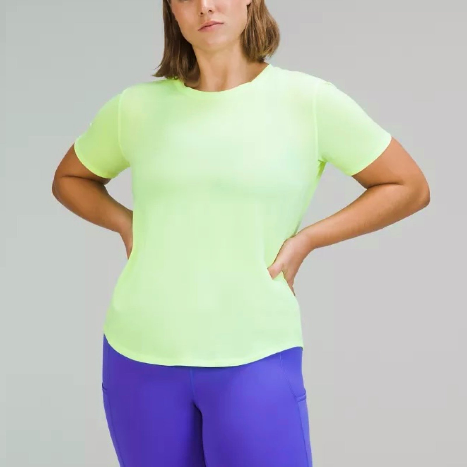 Lululemon High-Neck Running and Training T-Shirt Sz 12 In Faded Zap