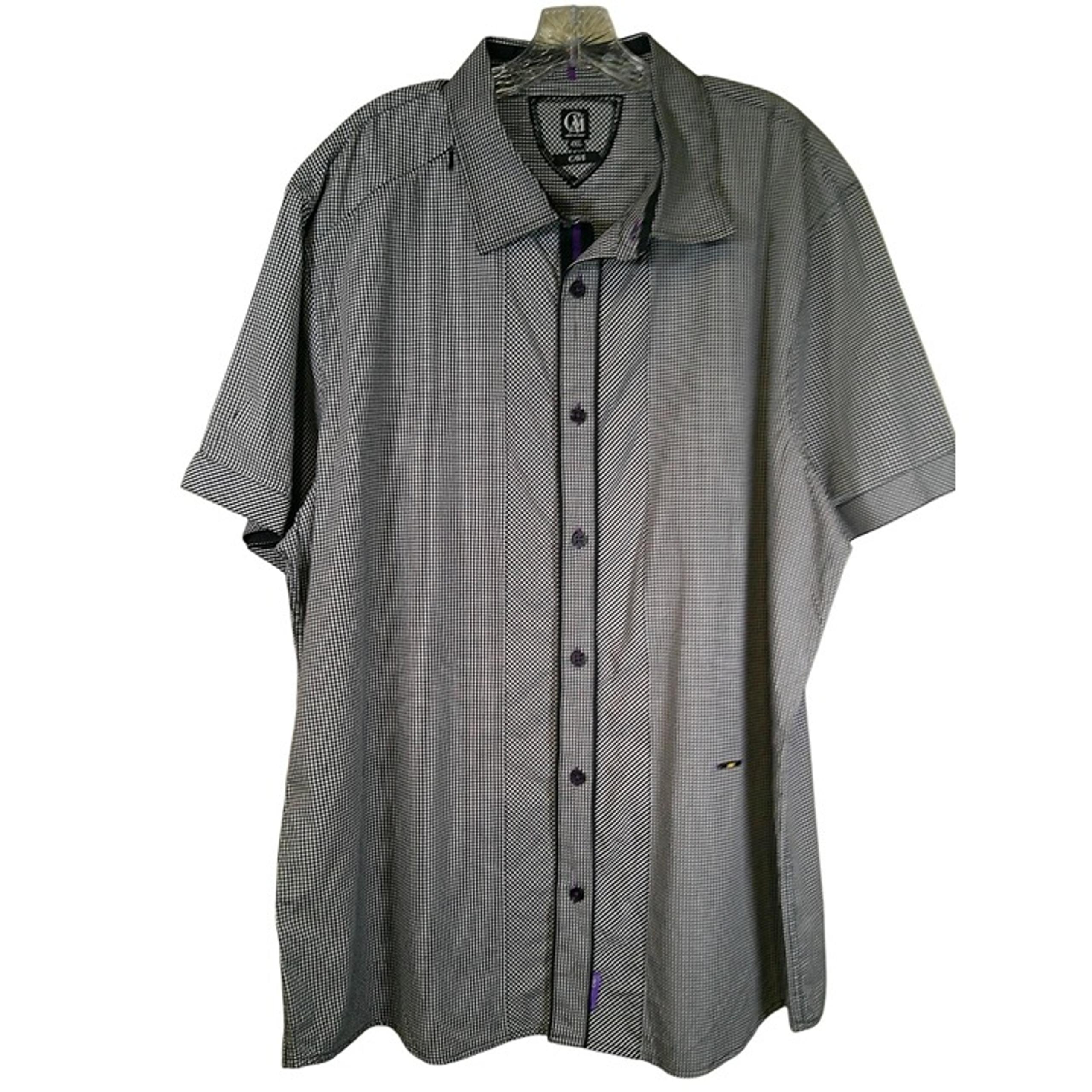 Cavi Mens Black & White Gingham Short Sleeve Button-Up Shirt 4XL X33 T