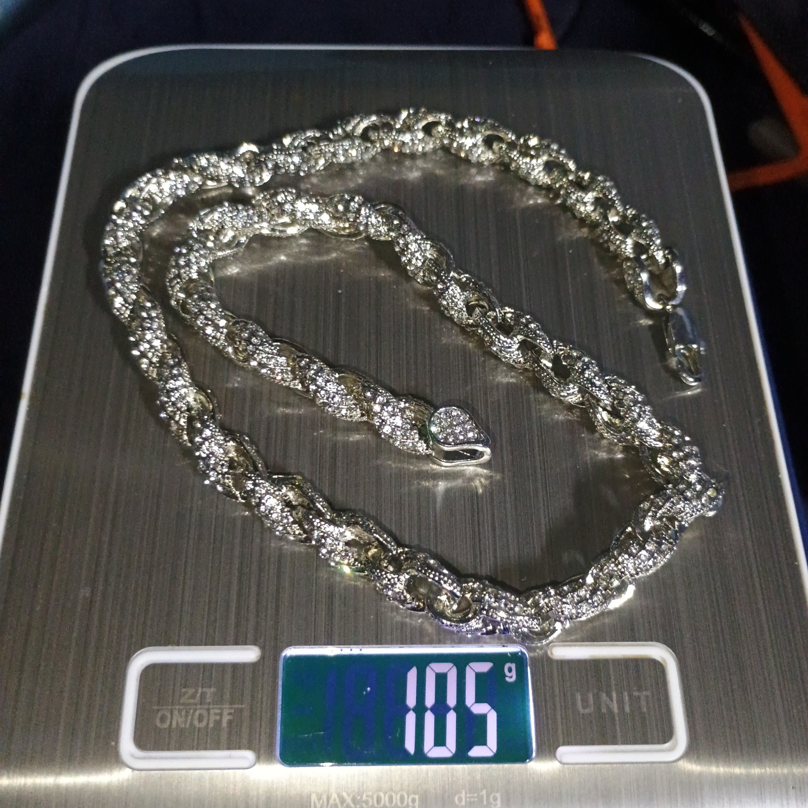 10mm rope chain fully iced out with moissanite 105g of solid sterling silver 20