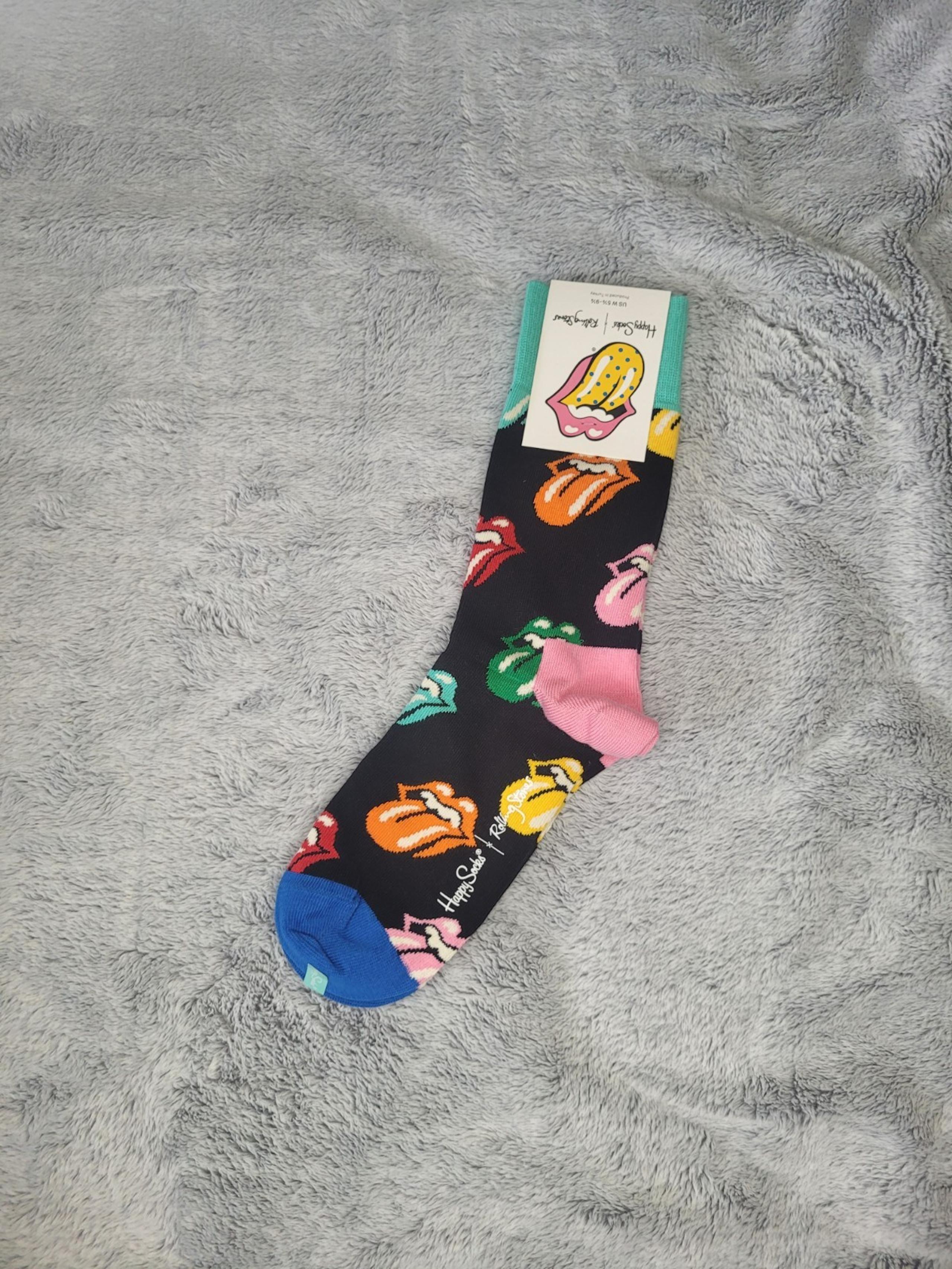 Happy Socks Rolling Stones Unisex Novelty Socks Womens 5.5-9.5 Mens 4.5-7.5 NWT