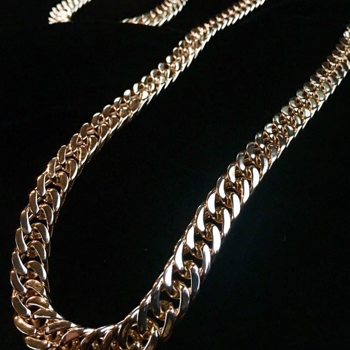 DOUBLE CUBAN LINK CHAIN 18K GOLD ITALY