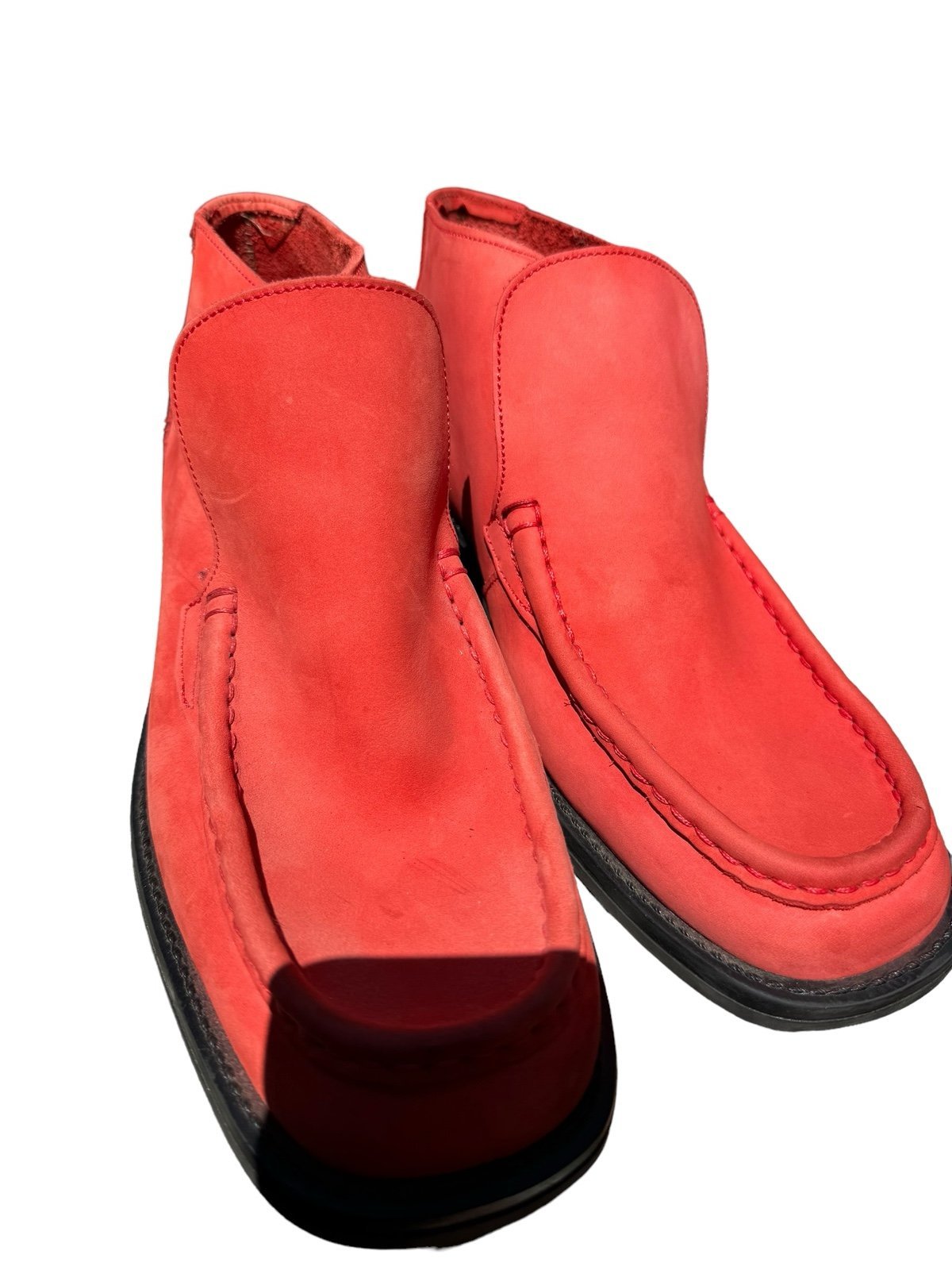 GIORGIO BRUTINI Made in Italy - Vintage RED Suede mid Loafers - Rare Find