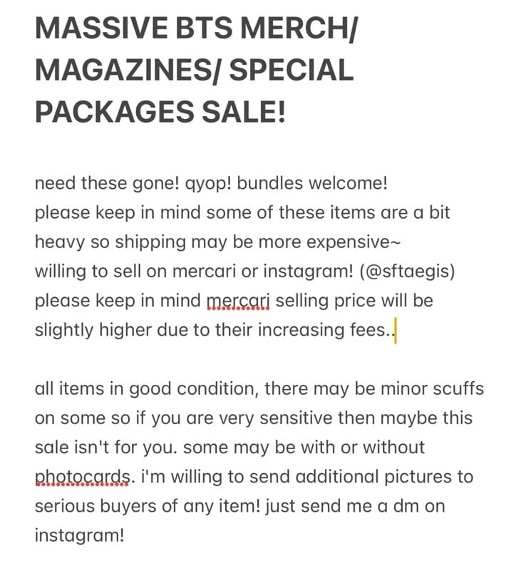 BTS MERCH/MAGAZINE SALE