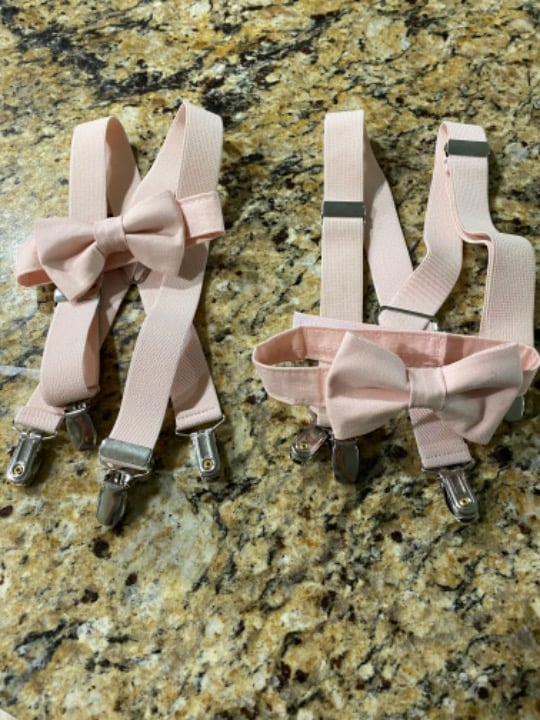 Blush bow tie & suspender set