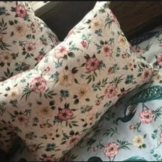 Decorative Bed Pillow Floral Print (17x10 Inches) Beige ( Handmade ) Vintage St