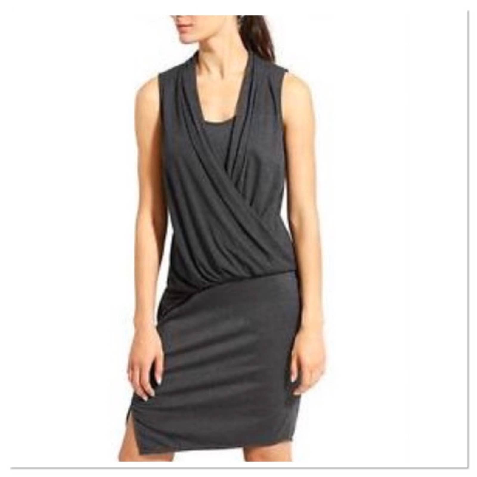 Athleta Duet Gray Faux Wrap Dress S