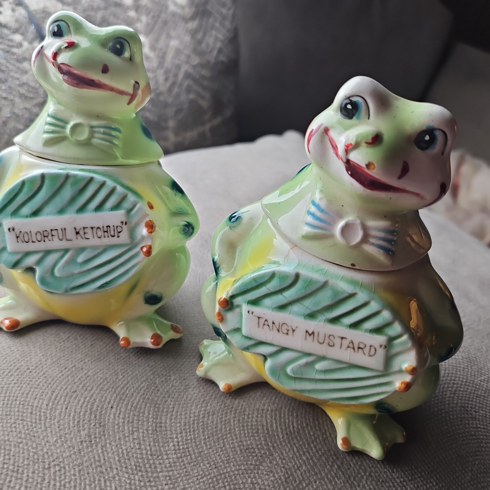 Vintage Frogs Ketchup and Mustard Jars