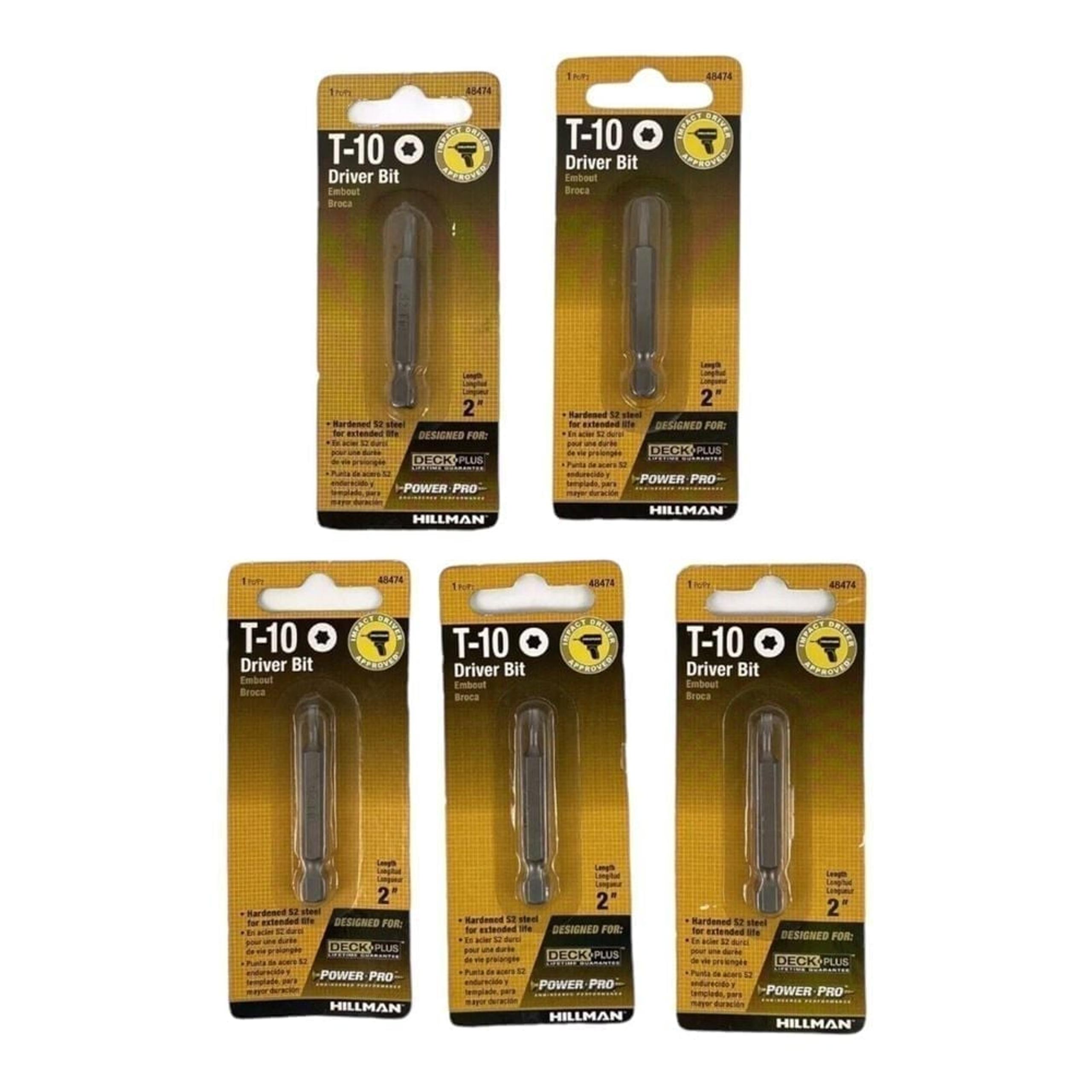 Lot Of 5 HILLMAN T-10 2" Driver Bit- Impact Driver New