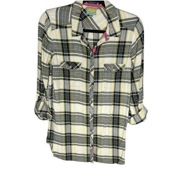 C & C California Flannel Button Down Plaid Shirt Small