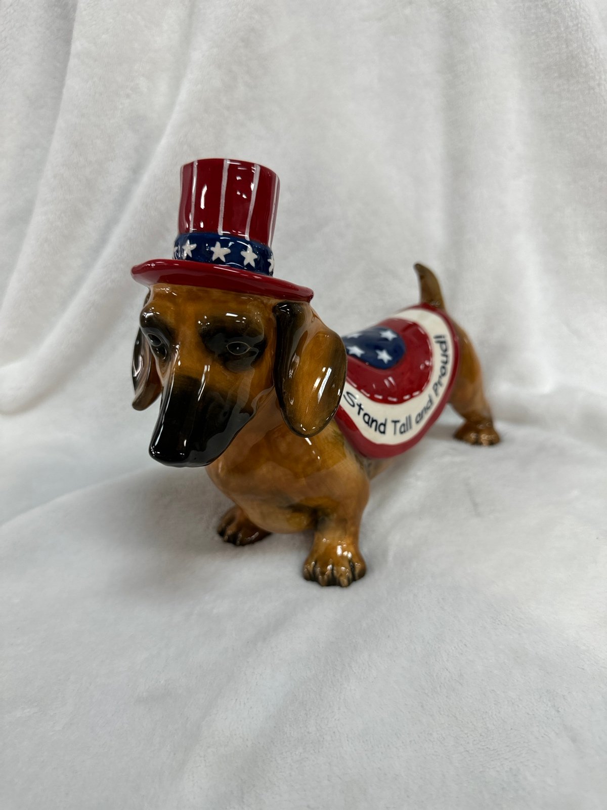Blue Sky Dachshund Dog Stand Tall and Proud 4th of July Patriotic
