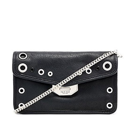 Rag & bone navy grommet field clutch crossbody bag