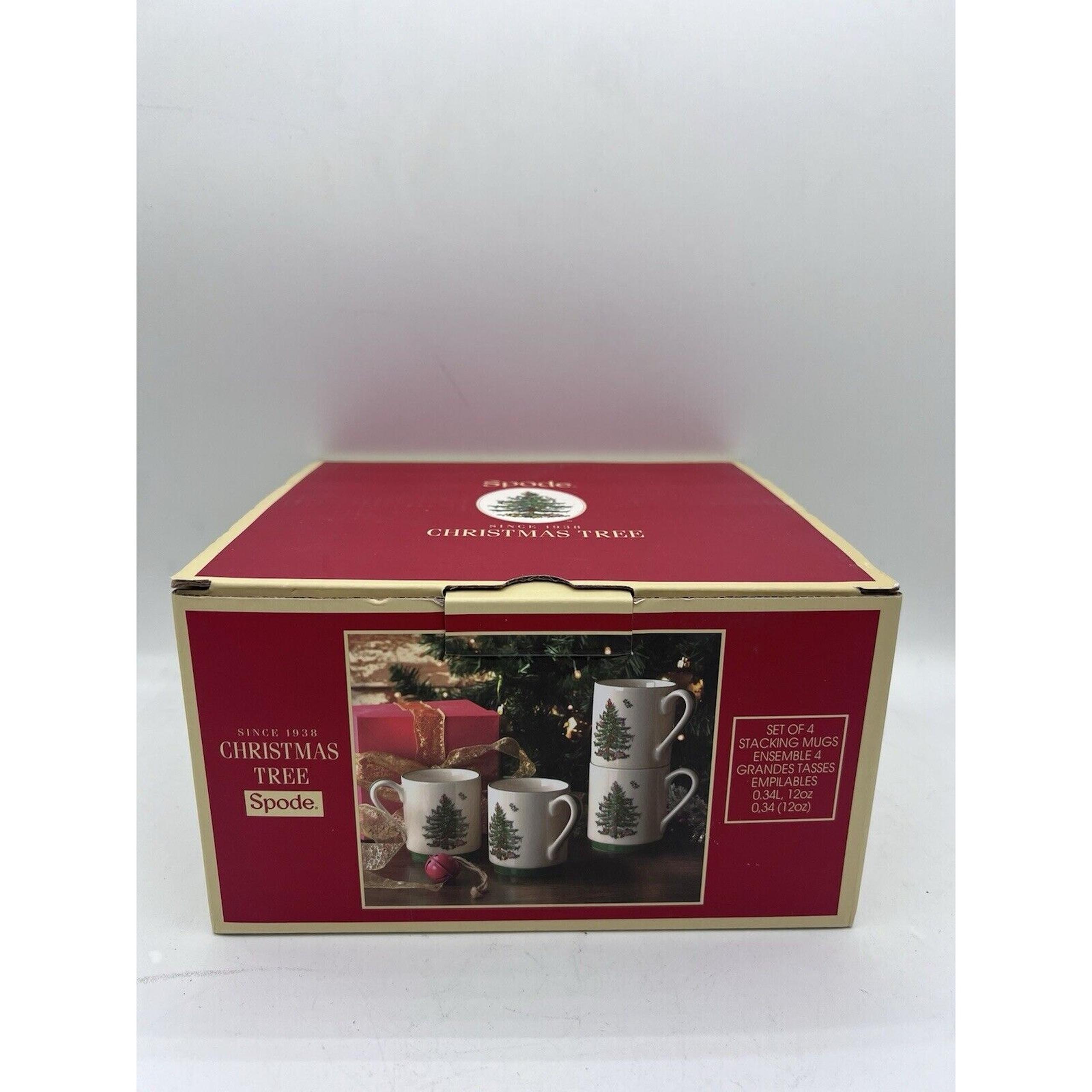 Spode Christmas Tree Stacking Mugs, Set of 4 | Dishwasher and Microwave Safe