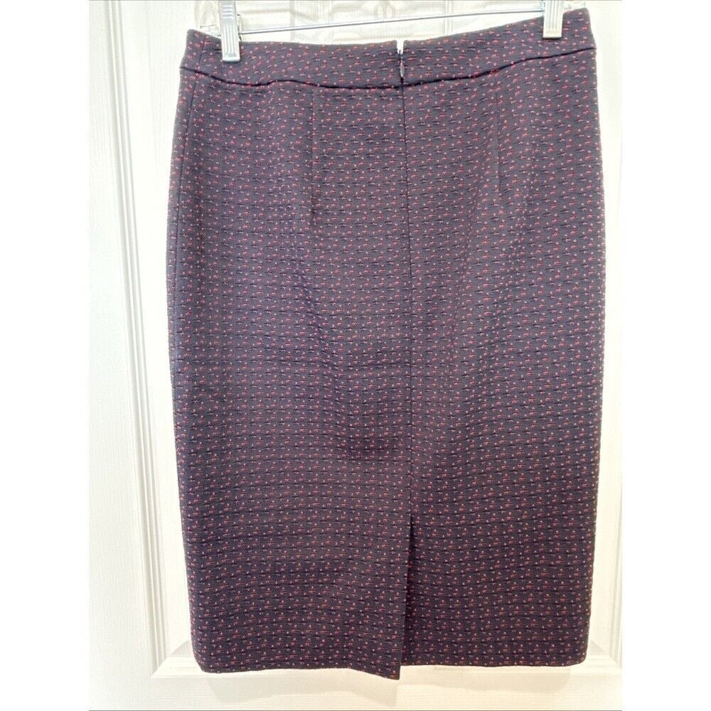 ANN TAYLOR Pencil Skirt Sz 4 Navy Blue Red Black Zip