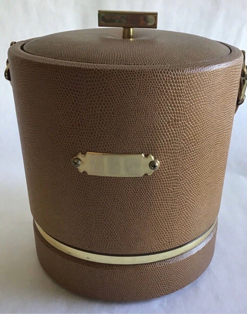 George Briard Vintage Ice Bucket Mid-Century Faux Snakeskin Signed