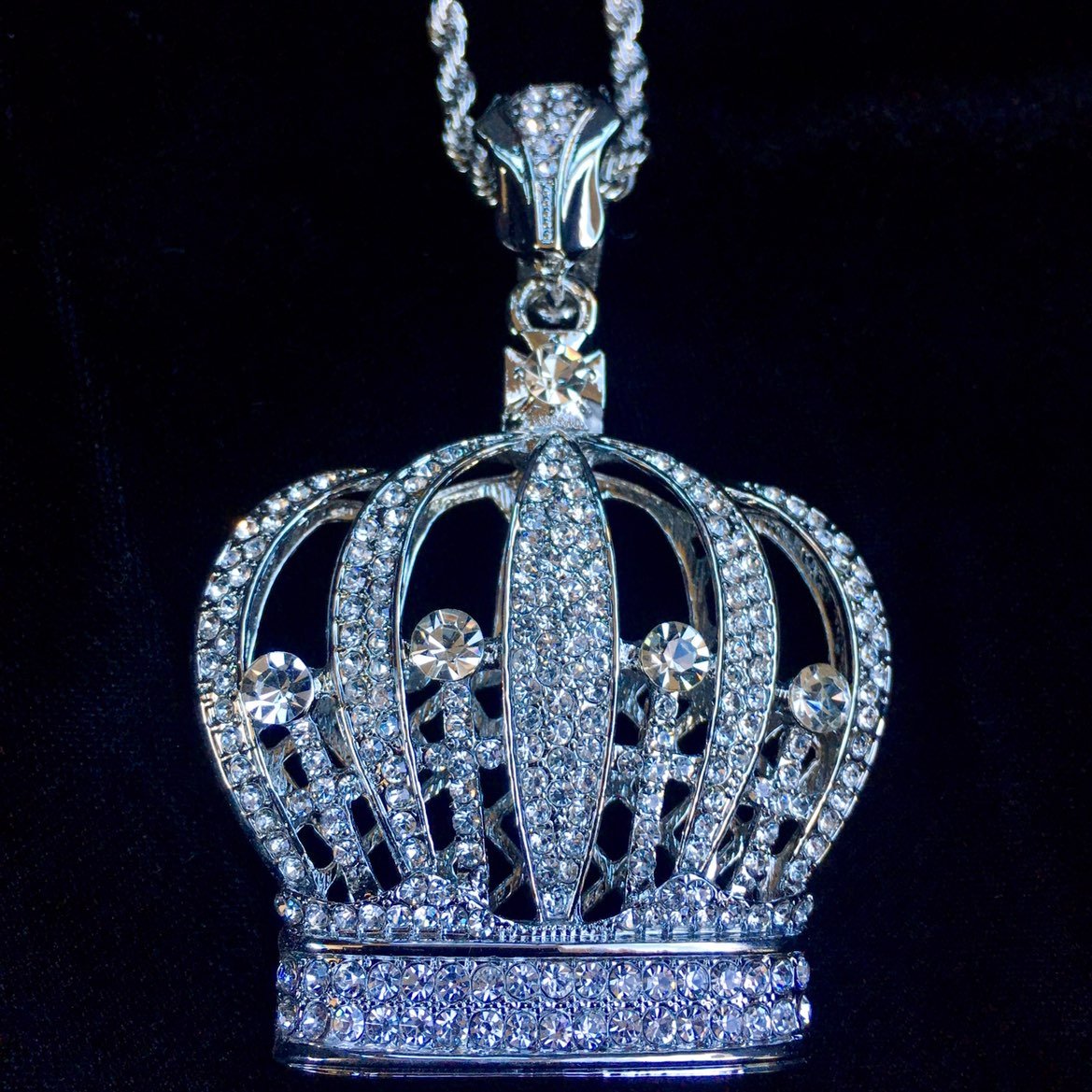 CROWN DIAMONDS CZ 18K GOLD CHAIN ITALY