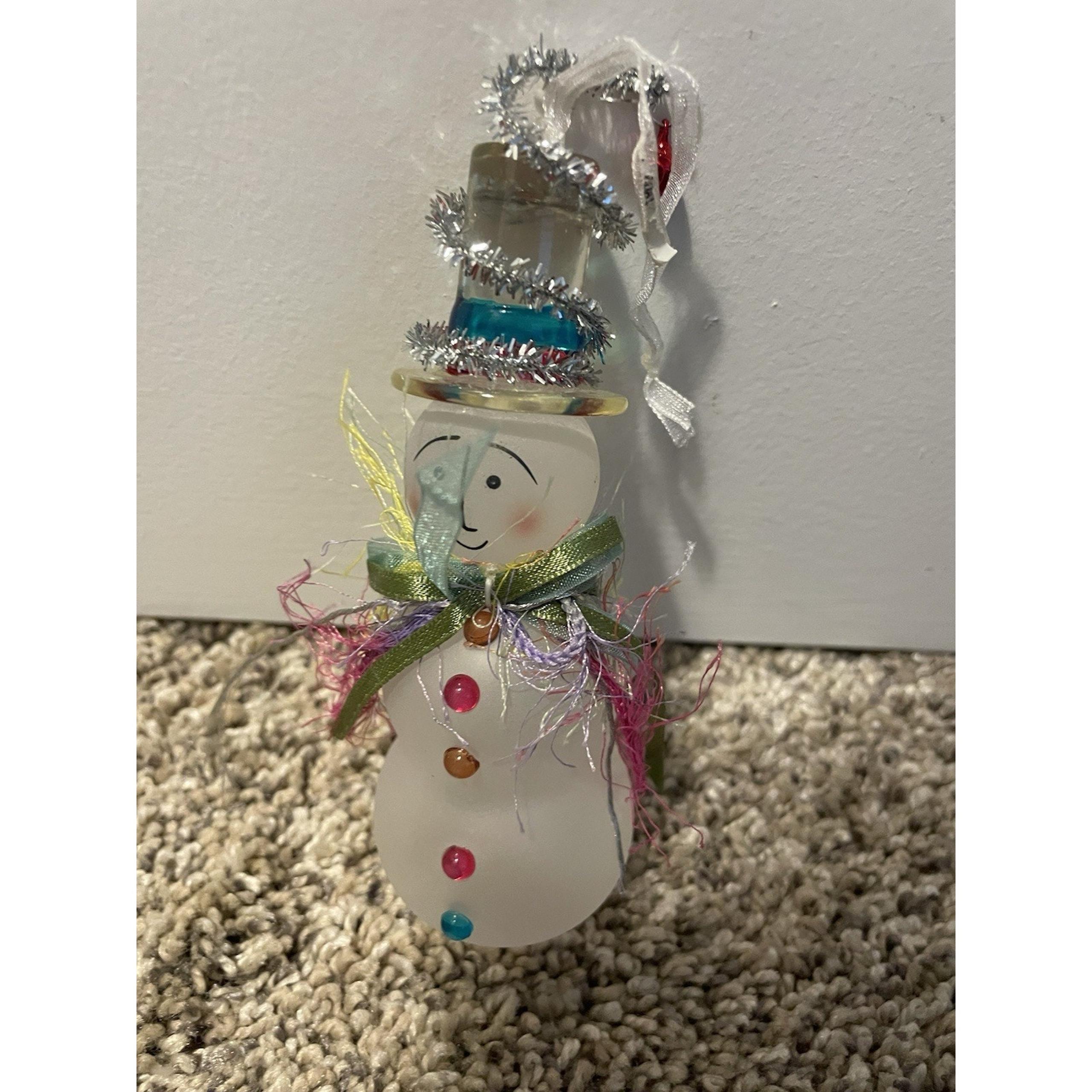 Colorful Snowman Ornament Department 56 Christmas Holiday Decor Glass