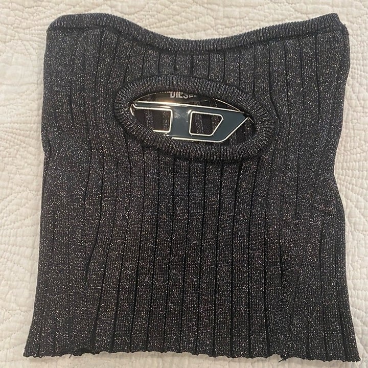 DIESEL Clarksville logo plaque ribbed-knit tube top_yythkg