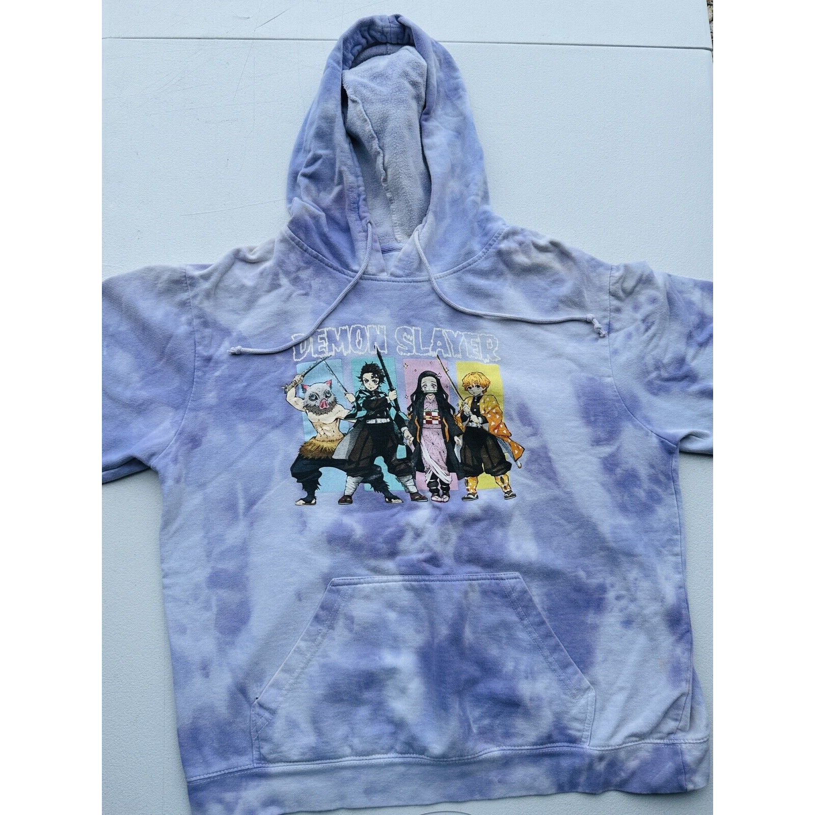 Demon Slayer: Kimetsu No Yaiba Character Panels Tie-Dye Girls Hoodie Size Large