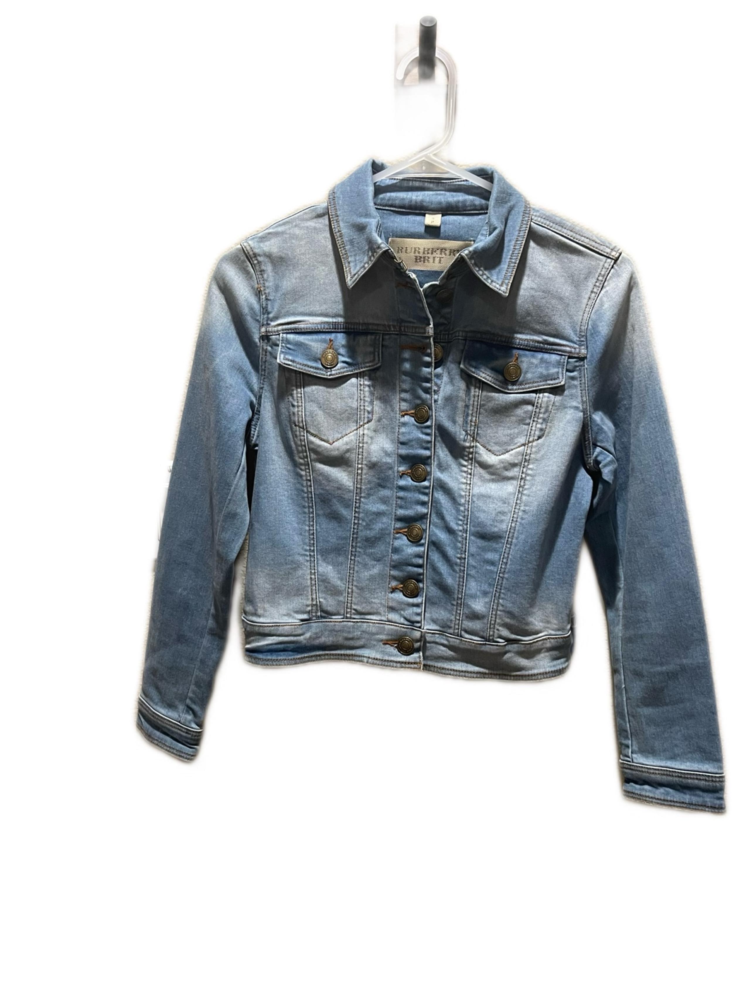 Brit Light Wash Denim Jacket – Size S – Classic Nova Check Collar Trim - Burberry