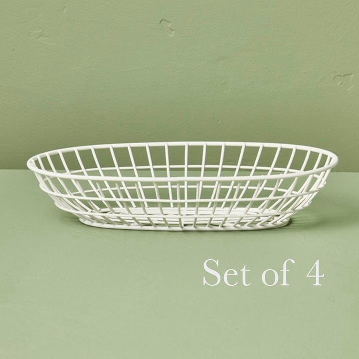 Hearth & Hand Magnolia Wire BBQ Serving Basket Cream - Set of 4