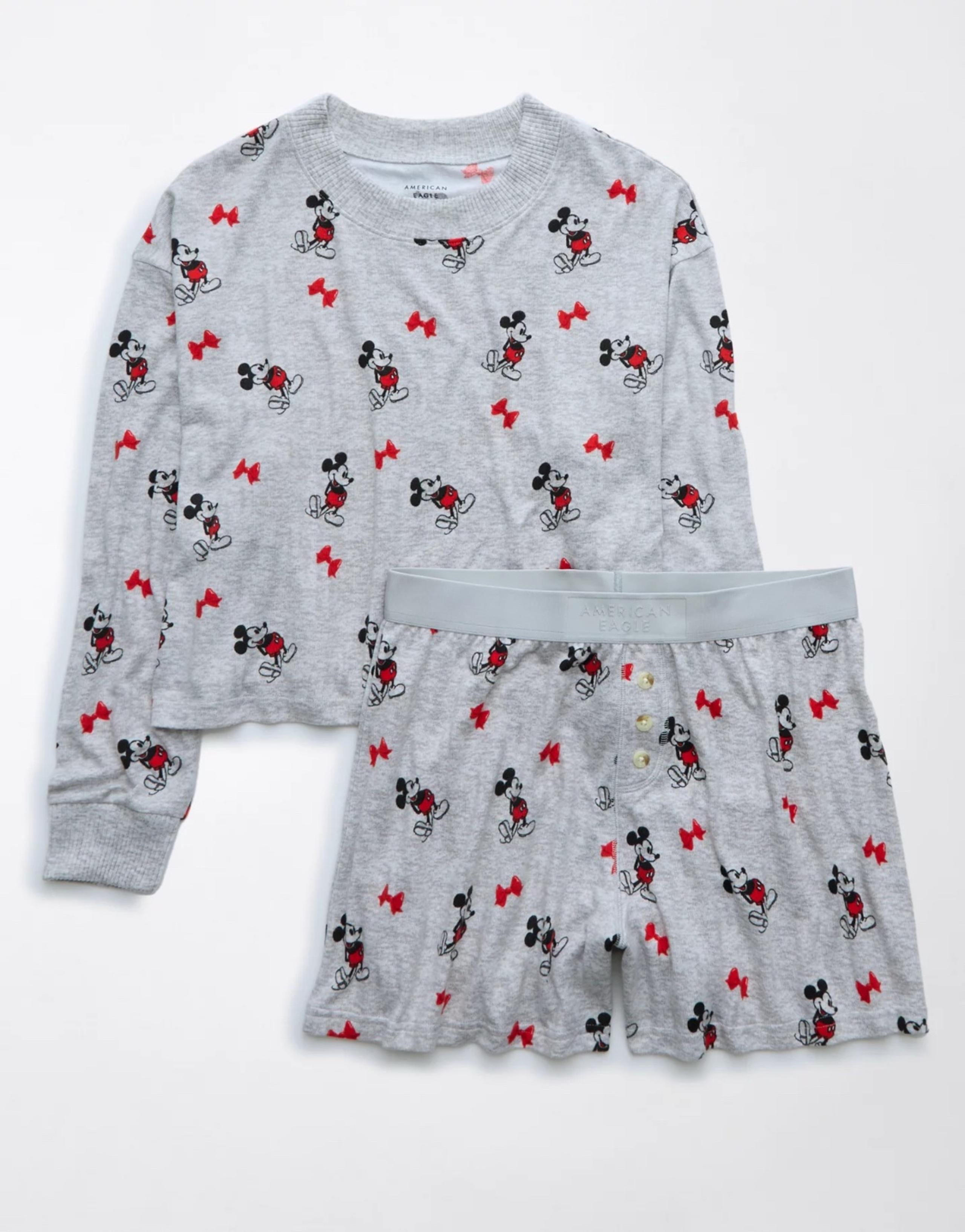 Small New Women Mickey Mouse Plush PJ Set American Eagle