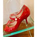 Christian Louboutin Mary Jane Red Patent Leather Pump Peep Toe Heels Size 35
