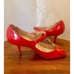 Christian Louboutin Mary Jane Red Patent Leather Pump Peep Toe Heels Size 35