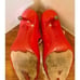 Christian Louboutin Mary Jane Red Patent Leather Pump Peep Toe Heels Size 35