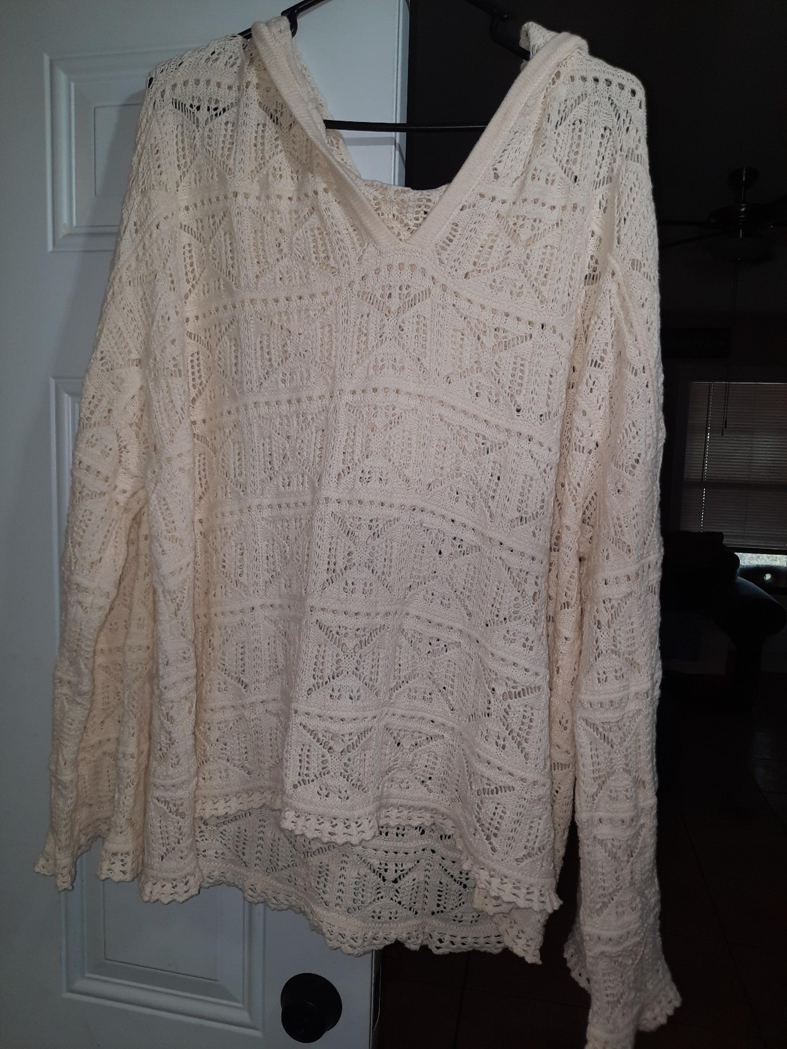 Womens time & tru crochet hood sweater sz2x