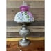 Purple Hurricane Lamp On Metal Oil Lamp Type Base 21”