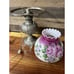 Purple Hurricane Lamp On Metal Oil Lamp Type Base 21”
