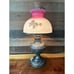 Purple Hurricane Lamp On Metal Oil Lamp Type Base 21”