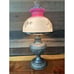 Purple Hurricane Lamp On Metal Oil Lamp Type Base 21”