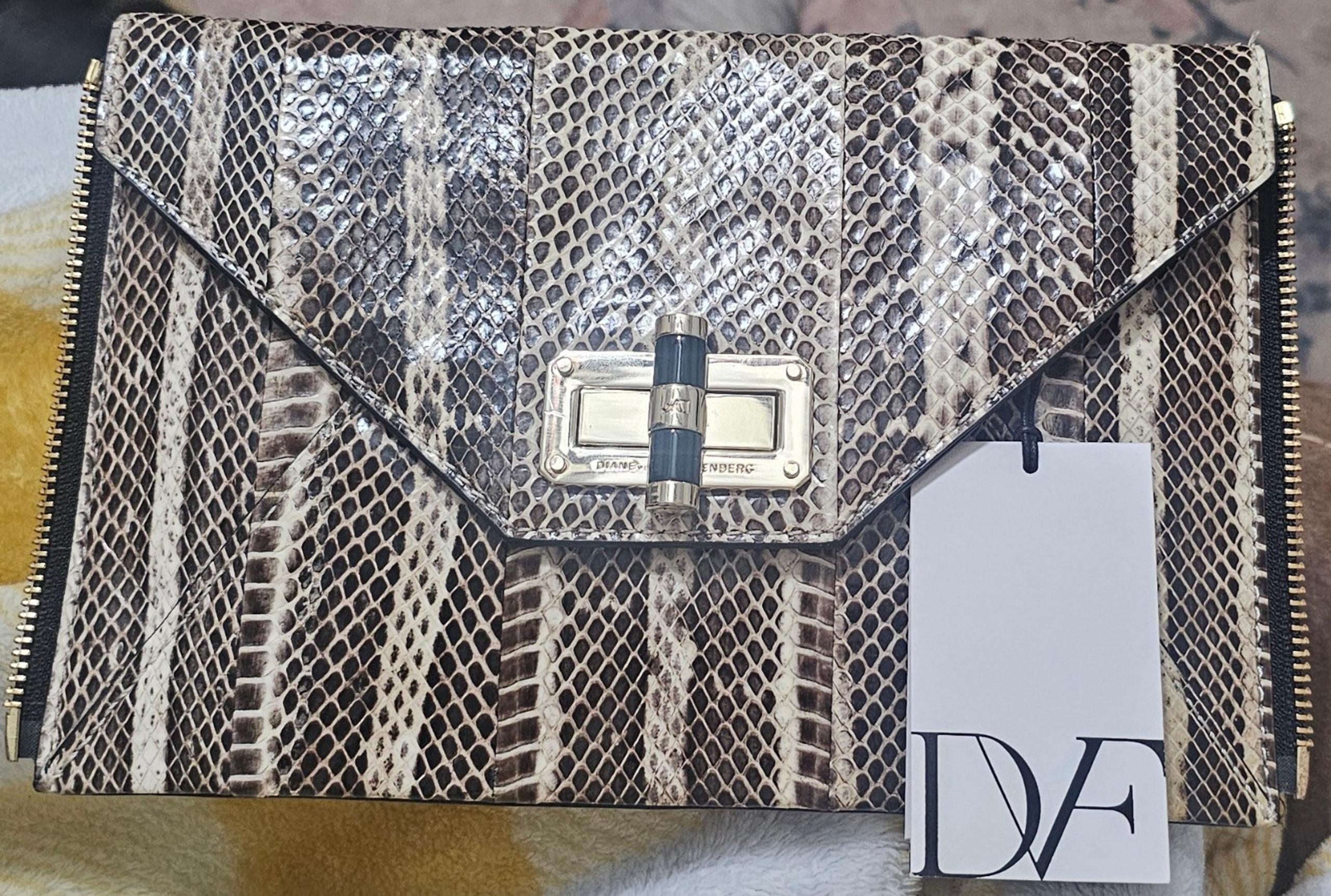 Nwt Diane Von Furstenberg Snakeskin clutch bag