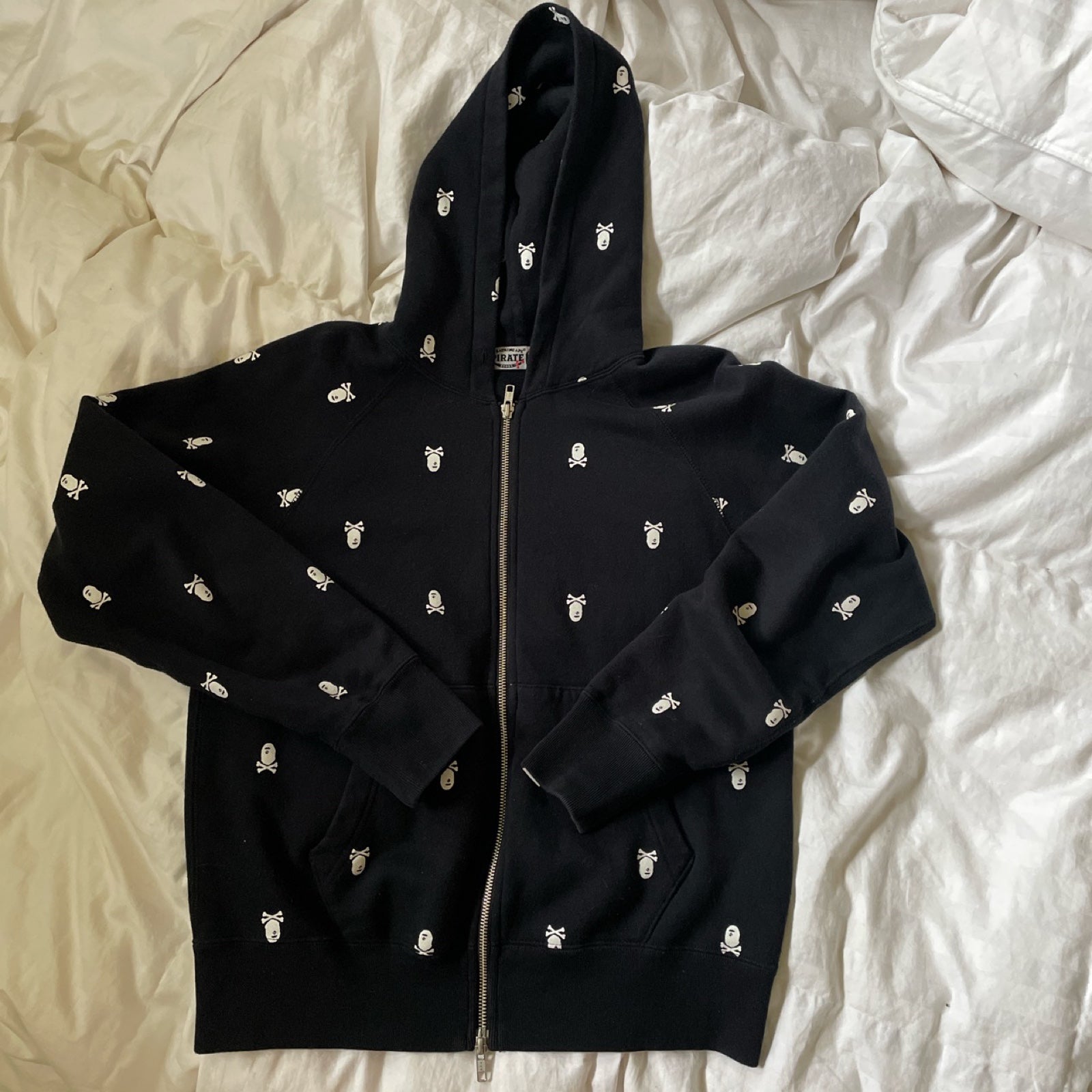 Bathing Ape Skull Crossbones Zip Up Hoodie