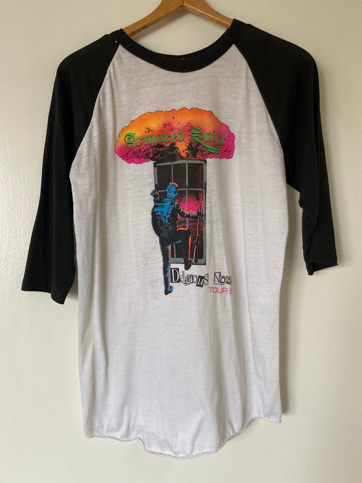 Vintage 1986 Armored Saint baseball tee shirt single stitch Sz M Delirious Nomad