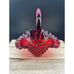 Fenton Ruby Red Hobnail Ruffled Basket Vintage Amberina Glows