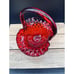 Fenton Ruby Red Hobnail Ruffled Basket Vintage Amberina Glows