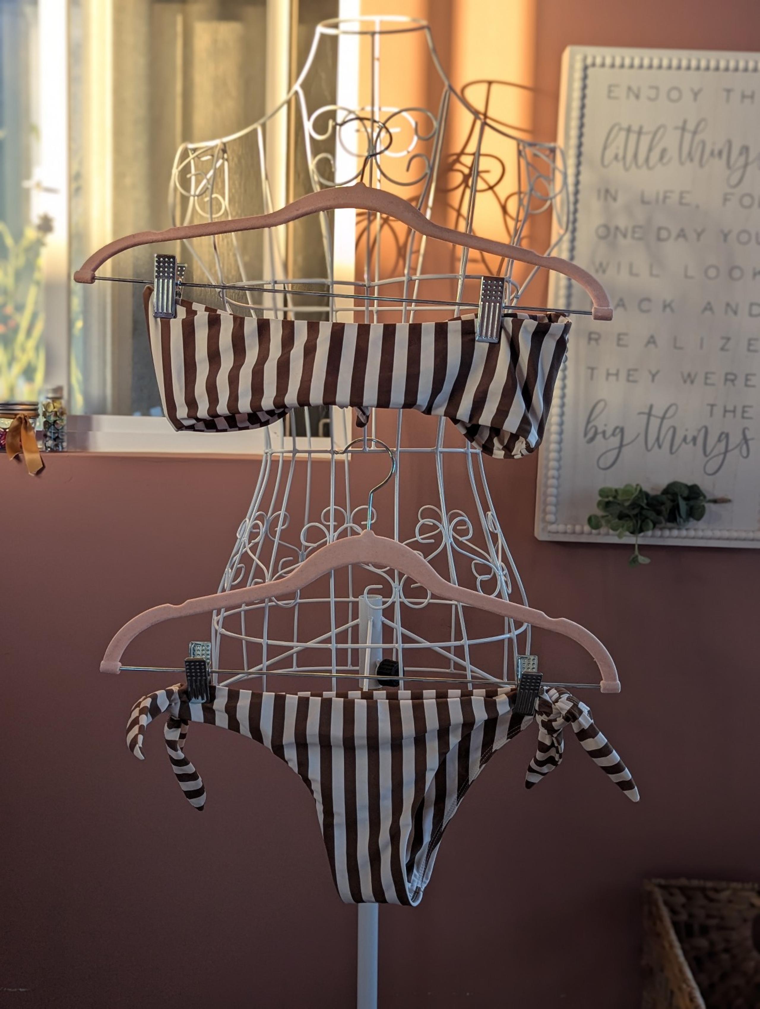 Brown and White Bikini Set - M